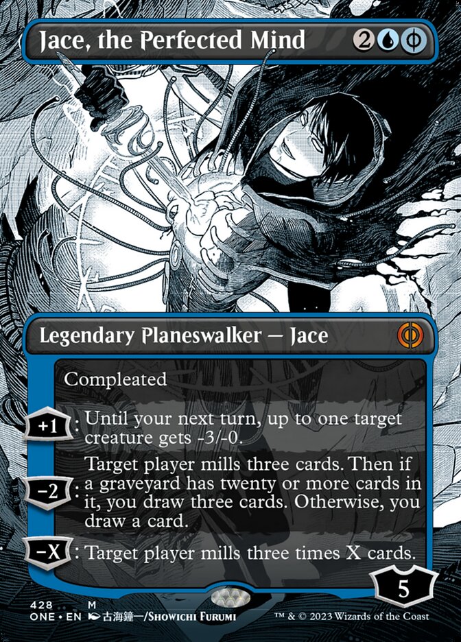 Jace, the Perfected Mind (Borderless Manga Step-and-Compleat Foil) [Phyrexia: All Will Be One] | North Valley Games