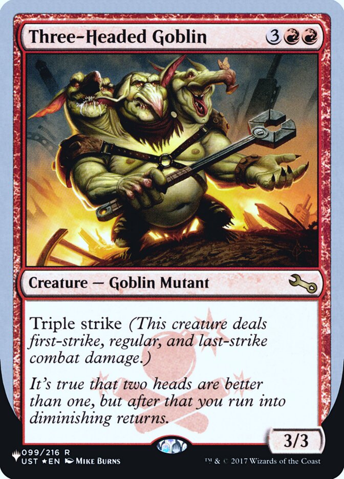 Three-Headed Goblin (Unfinity Foil Edition) [The List] | North Valley Games