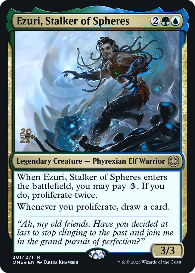 Ezuri, Stalker of Spheres [Phyrexia: All Will Be One Prerelease Promos] | North Valley Games