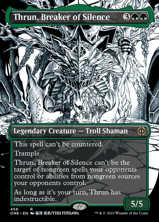Thrun, Breaker of Silence (Borderless Manga Step-and-Compleat Foil) [Phyrexia: All Will Be One] | North Valley Games