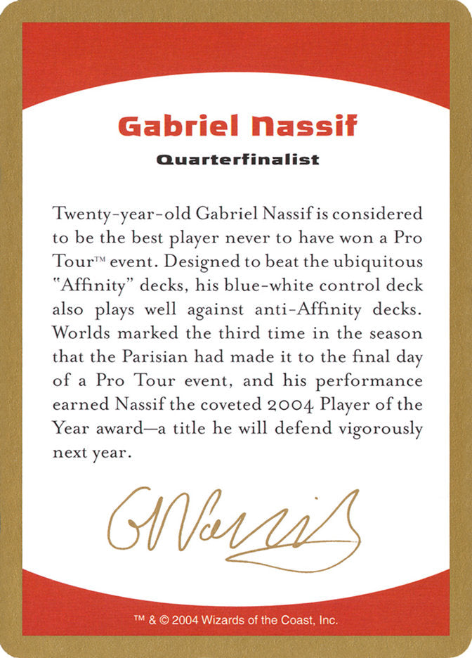 Gabriel Nassif Bio [World Championship Decks 2004] | North Valley Games