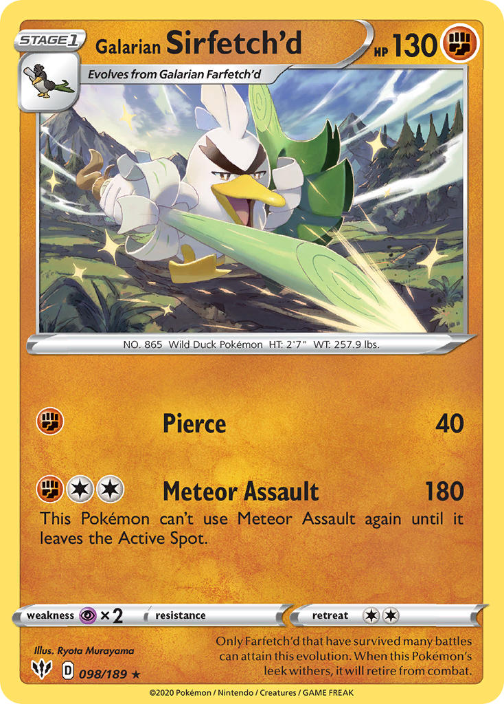 Galarian Sirfetch'd (098/189) (Cracked Ice holo) (Theme Deck Exclusive) [Sword & Shield: Darkness Ablaze] | North Valley Games