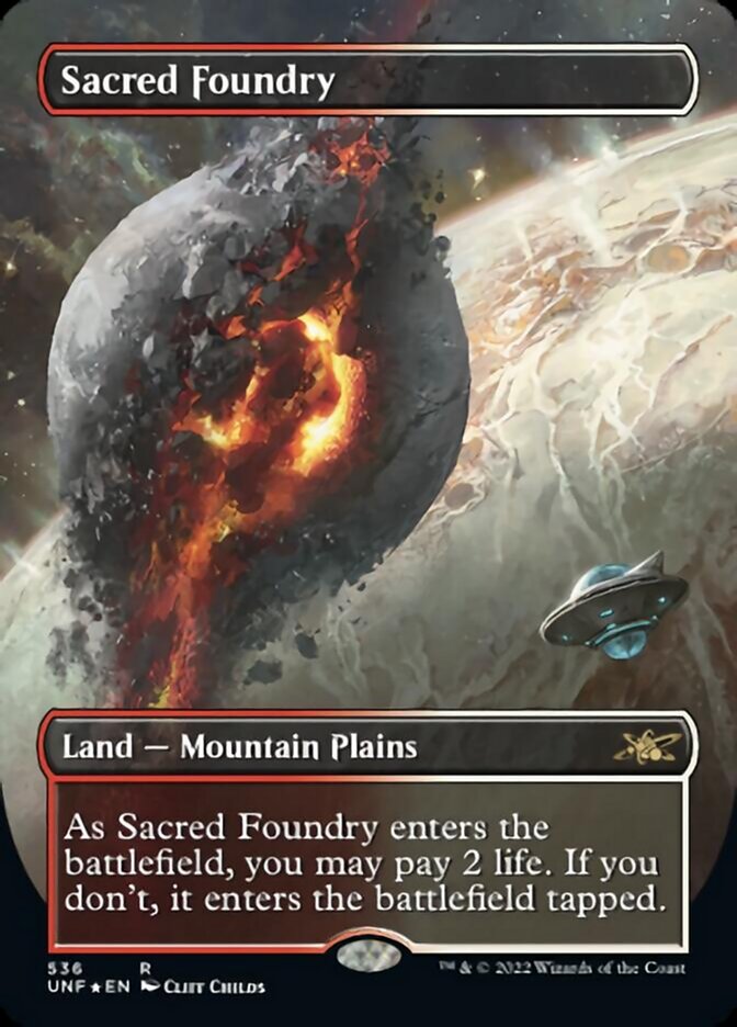 Sacred Foundry (Borderless) (Galaxy Foil) [Unfinity] | North Valley Games
