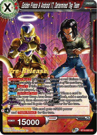 Golden Frieza & Android 17, Determined Tag Team (BT16-003) [Realm of the Gods Prerelease Promos] | North Valley Games