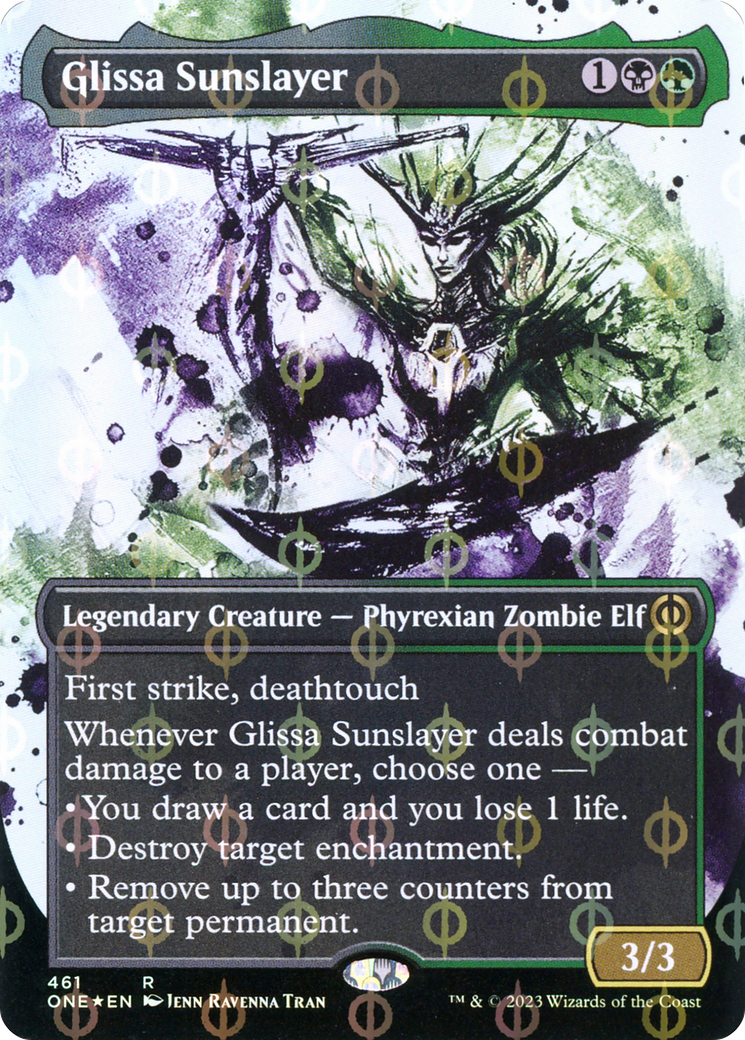 Glissa Sunslayer (Borderless Ichor Step-and-Compleat Foil) [Phyrexia: All Will Be One] | North Valley Games