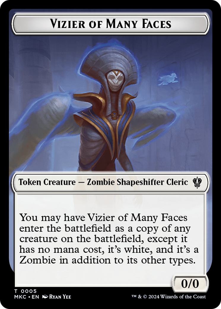 Vizier of Many Faces // Zombie Double-Sided Token [Murders at Karlov Manor Commander Tokens] | North Valley Games