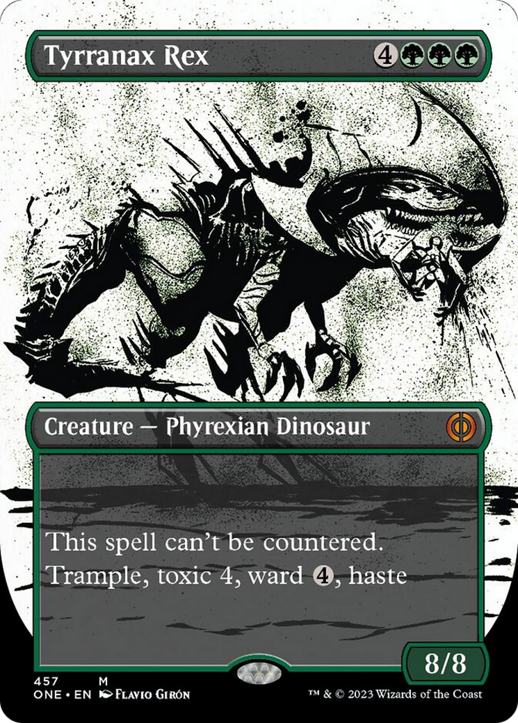 Tyrranax Rex (Borderless Ichor Step-and-Compleat Foil) [Phyrexia: All Will Be One] | North Valley Games