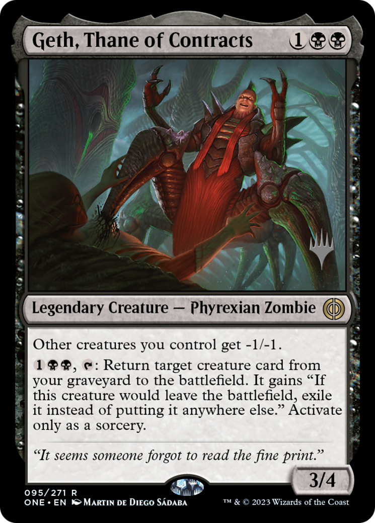 Geth, Thane of Contracts (Promo Pack) [Phyrexia: All Will Be One Promos] | North Valley Games