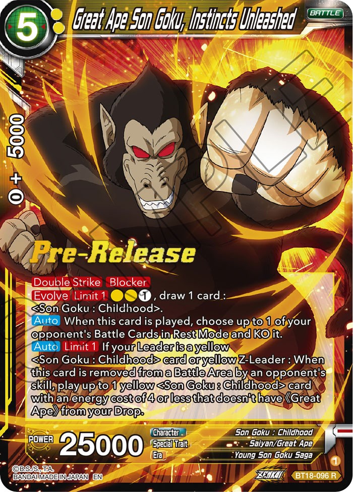 Great Ape Son Goku, Instincts Unleashed (BT18-096) [Dawn of the Z-Legends Prerelease Promos] | North Valley Games