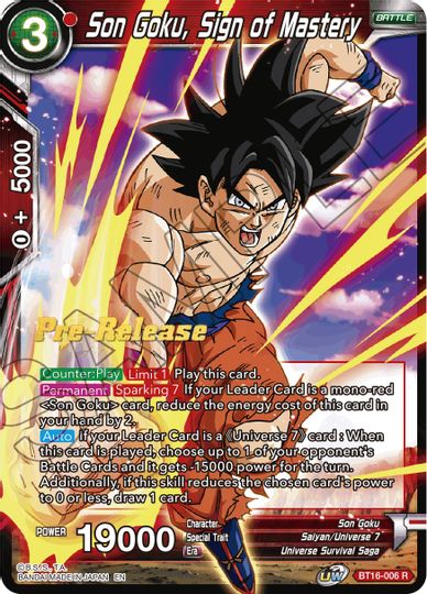Son Goku, Sign of Mastery (BT16-006) [Realm of the Gods Prerelease Promos] | North Valley Games