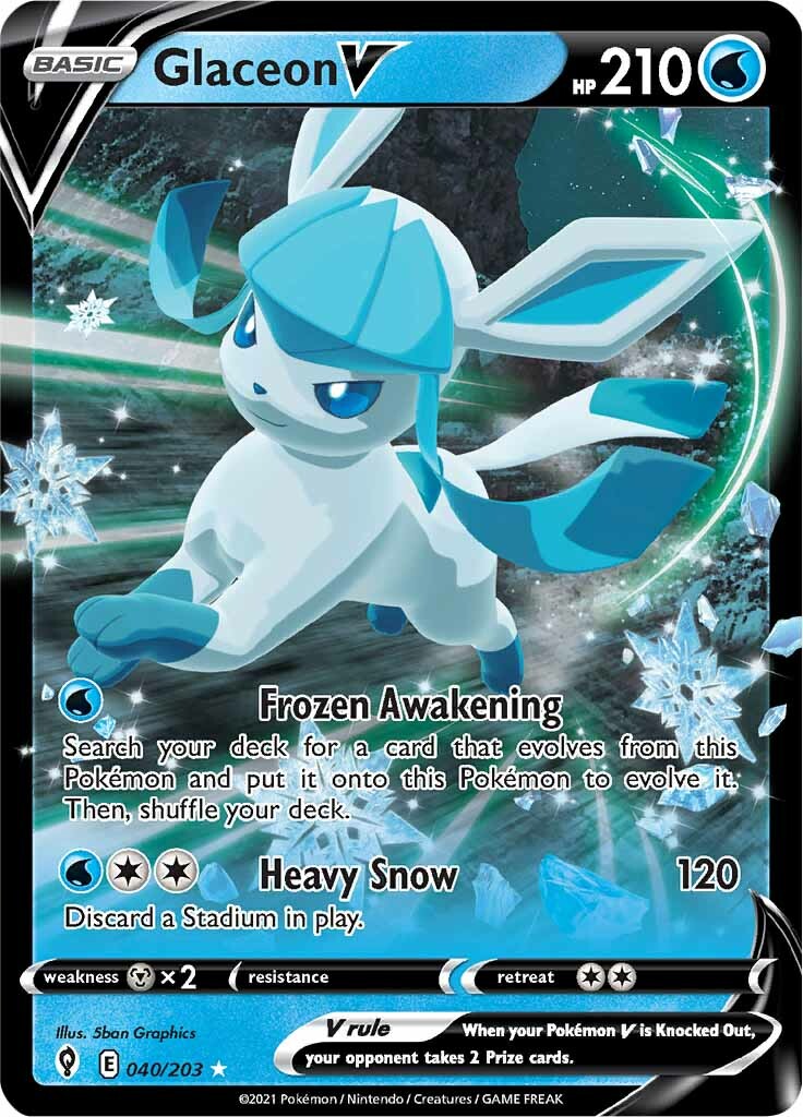 Glaceon V (040/203) [Sword & Shield: Evolving Skies] | North Valley Games