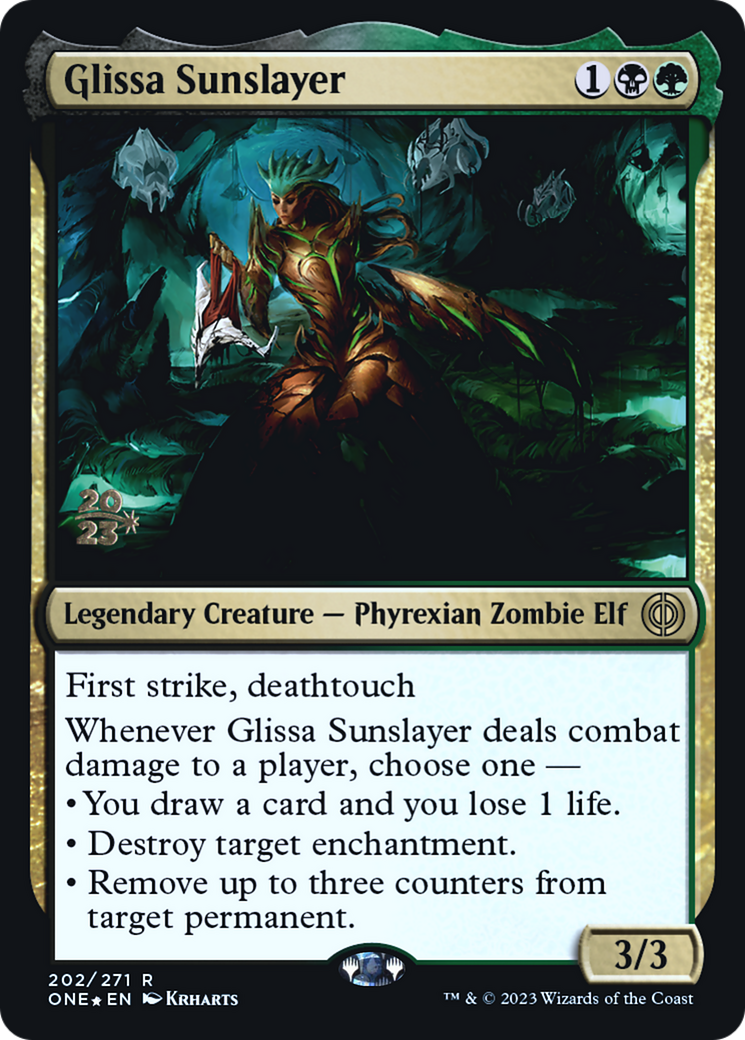 Glissa Sunslayer [Phyrexia: All Will Be One Prerelease Promos] | North Valley Games