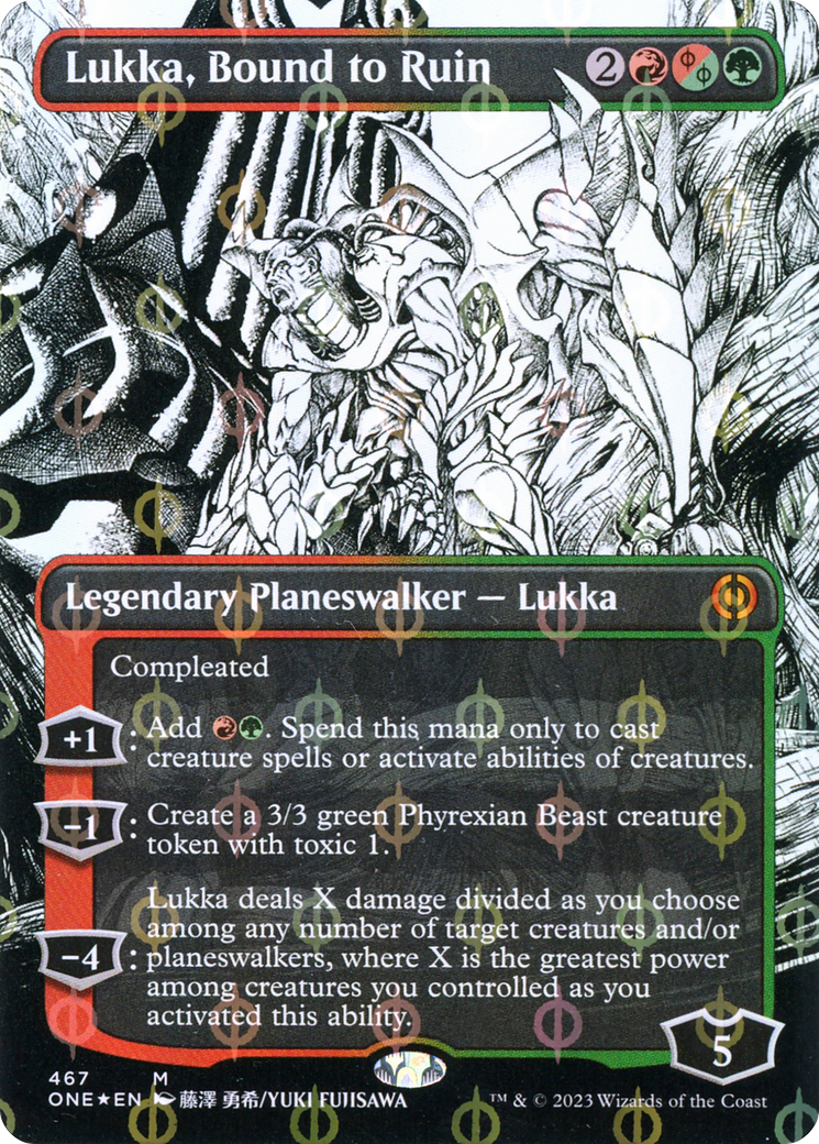 Lukka, Bound to Ruin (Borderless Manga Step-and-Compleat Foil) [Phyrexia: All Will Be One] | North Valley Games