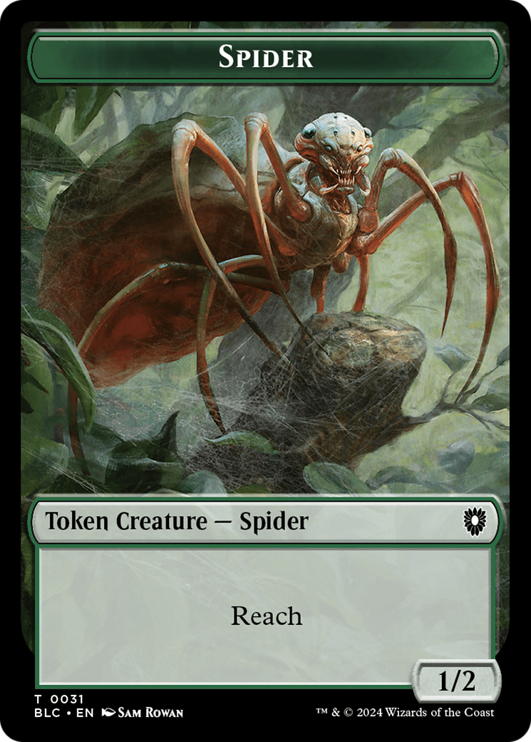 Spider // Blood Double-Sided Token [Bloomburrow Commander Tokens] | North Valley Games