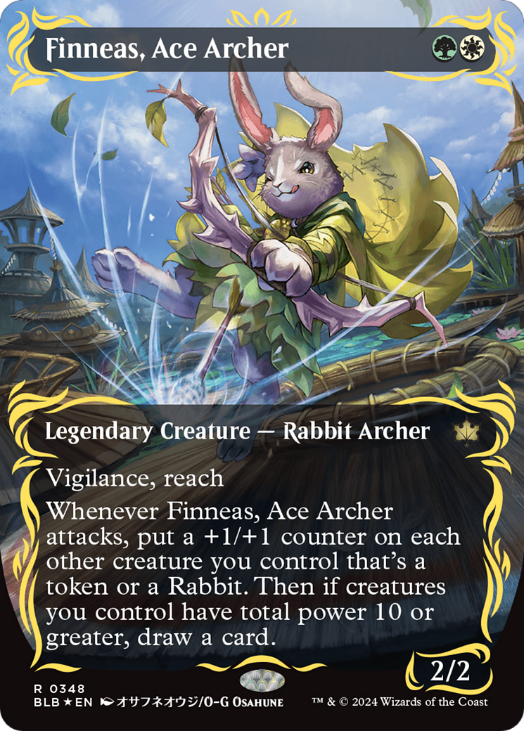 Finneas, Ace Archer (Borderless) (Raised Foil) [Bloomburrow] | North Valley Games