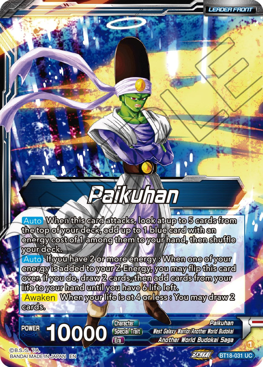 Paikuhan // Paikuhan, West Galaxy Warrior (BT18-031) [Dawn of the Z-Legends] | North Valley Games