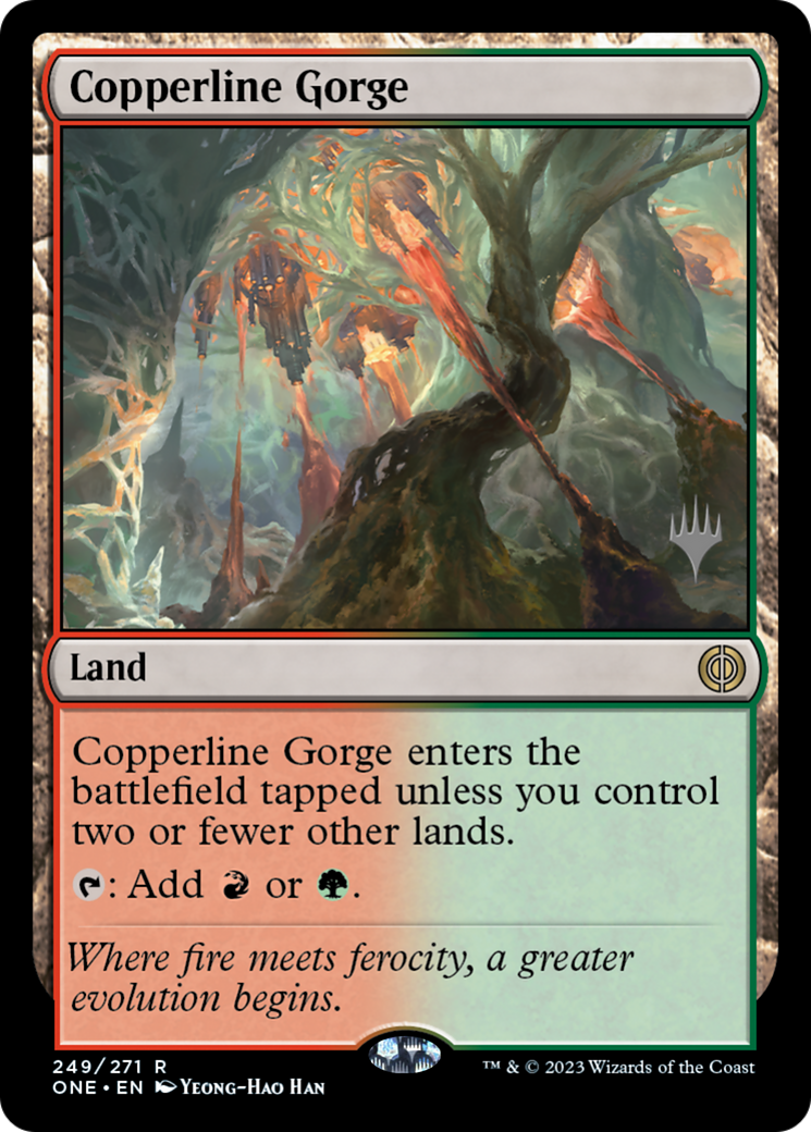 Copperline Gorge (Promo Pack) [Phyrexia: All Will Be One Promos] | North Valley Games
