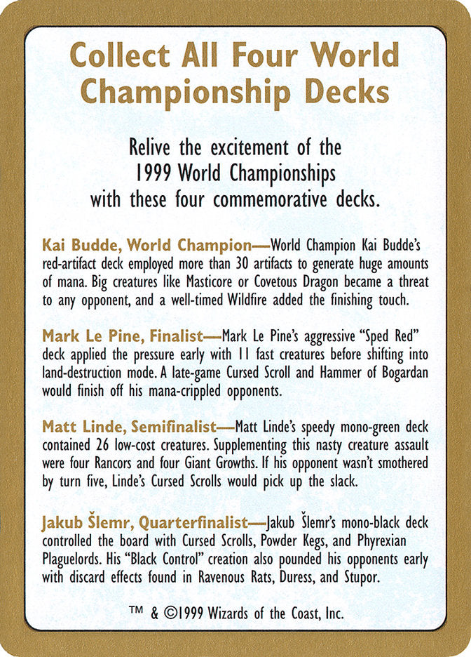 1999 World Championships Ad [World Championship Decks 1999] | North Valley Games