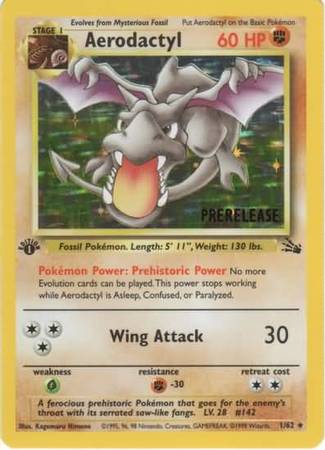 Aerodactyl (1/62) (Prerelease Promo) [Fossil 1st Edition] | North Valley Games