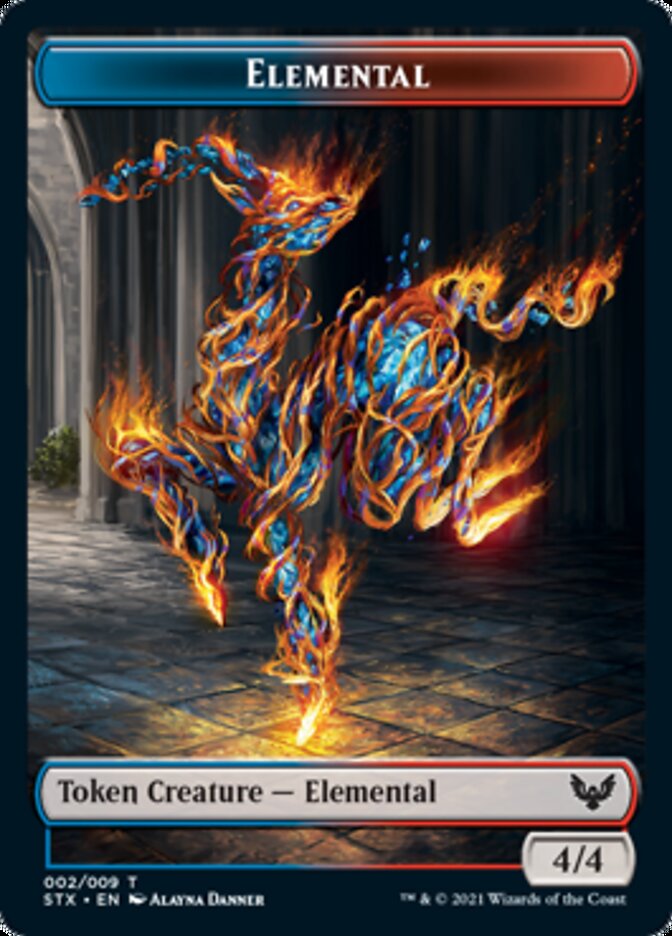 Elemental // Rowan, Scholar of Sparks Emblem Double-Sided Token [Strixhaven: School of Mages Tokens] | North Valley Games