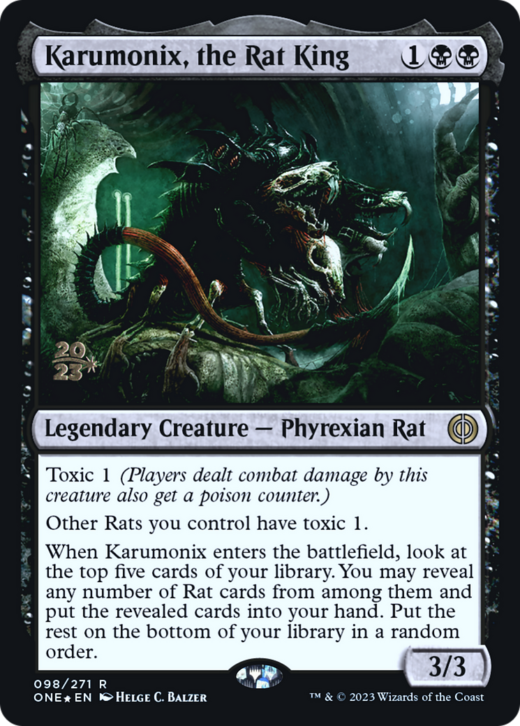 Karumonix, the Rat King [Phyrexia: All Will Be One Prerelease Promos] | North Valley Games