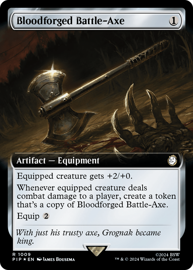 Bloodforged Battle-Axe (Extended Art) (Surge Foil) [Fallout] | North Valley Games