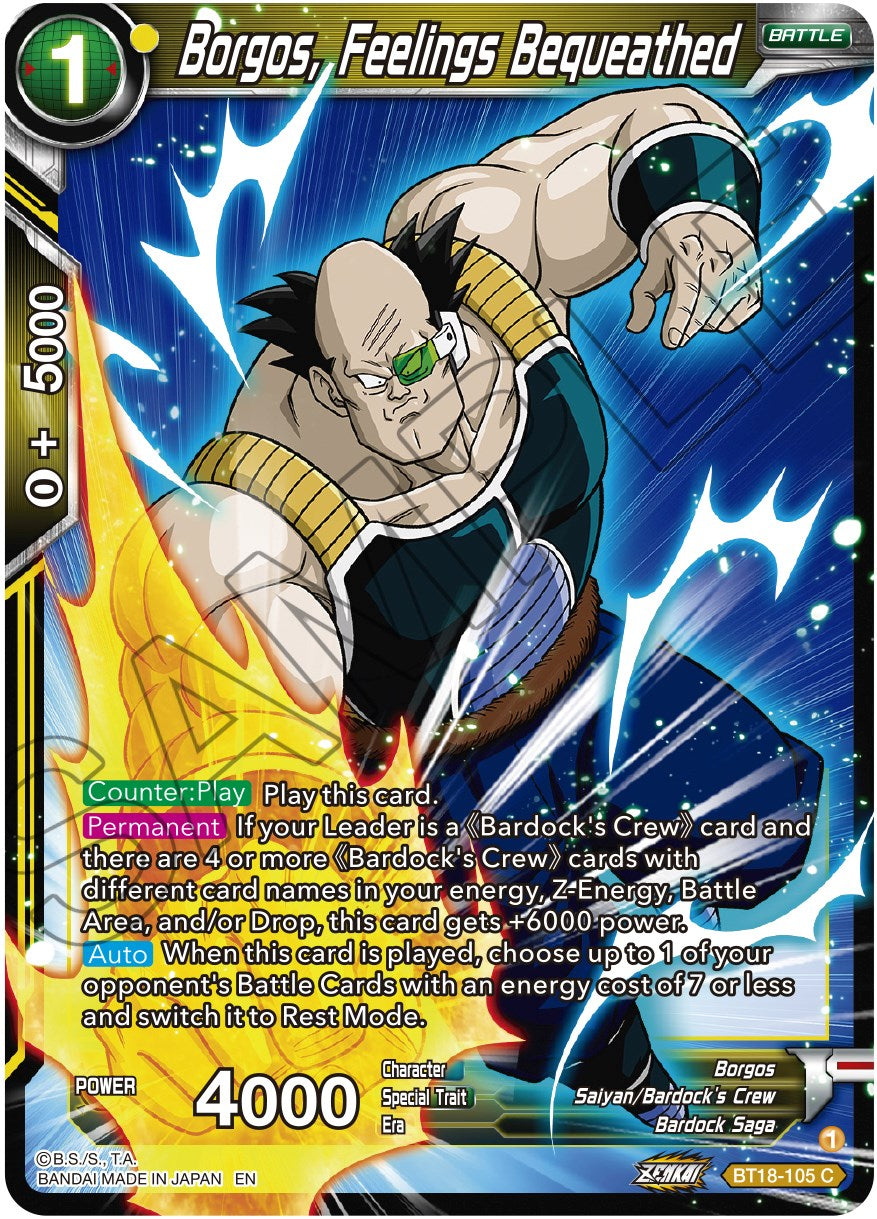 Borgos, Feelings Bequeathed (BT18-105) [Dawn of the Z-Legends] | North Valley Games