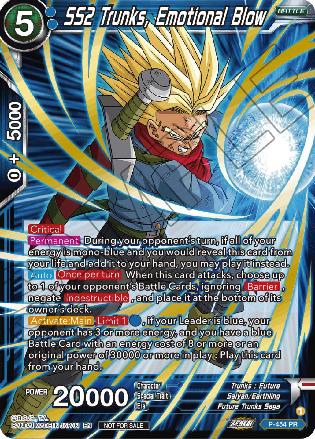 SS2 Trunks, Emotional Blow (Championship Selection Pack 2023 Vol.1) (Holo) (P-454) [Tournament Promotion Cards] | North Valley Games