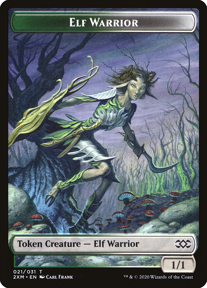 Golem // Elf Warrior Double-Sided Token [Double Masters Tokens] | North Valley Games