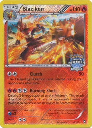 Blaziken (14/111) (National Championship Promo) [XY: Furious Fists] | North Valley Games