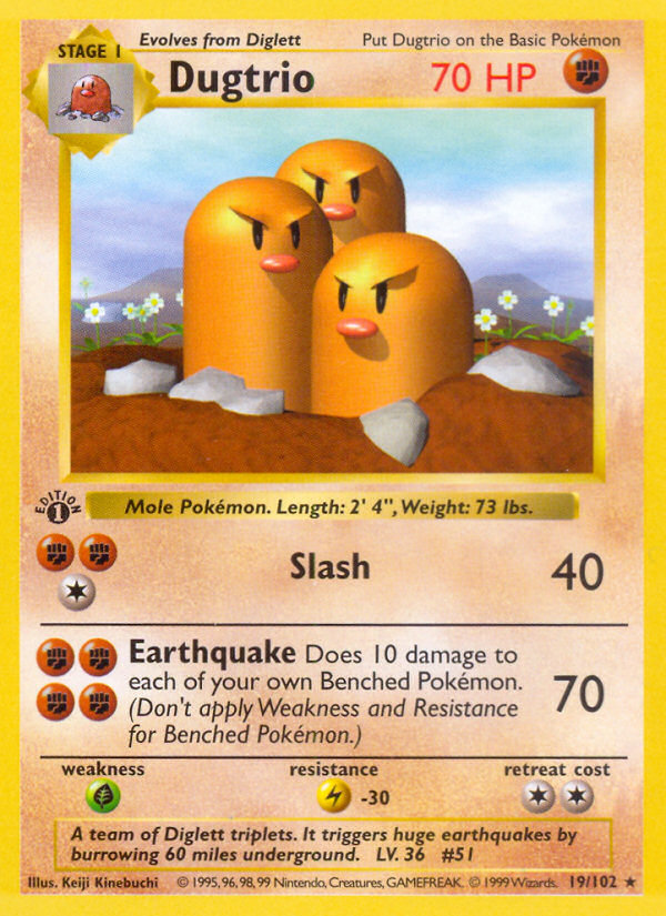 Dugtrio (19/102) (Shadowless) [Base Set 1st Edition] | North Valley Games