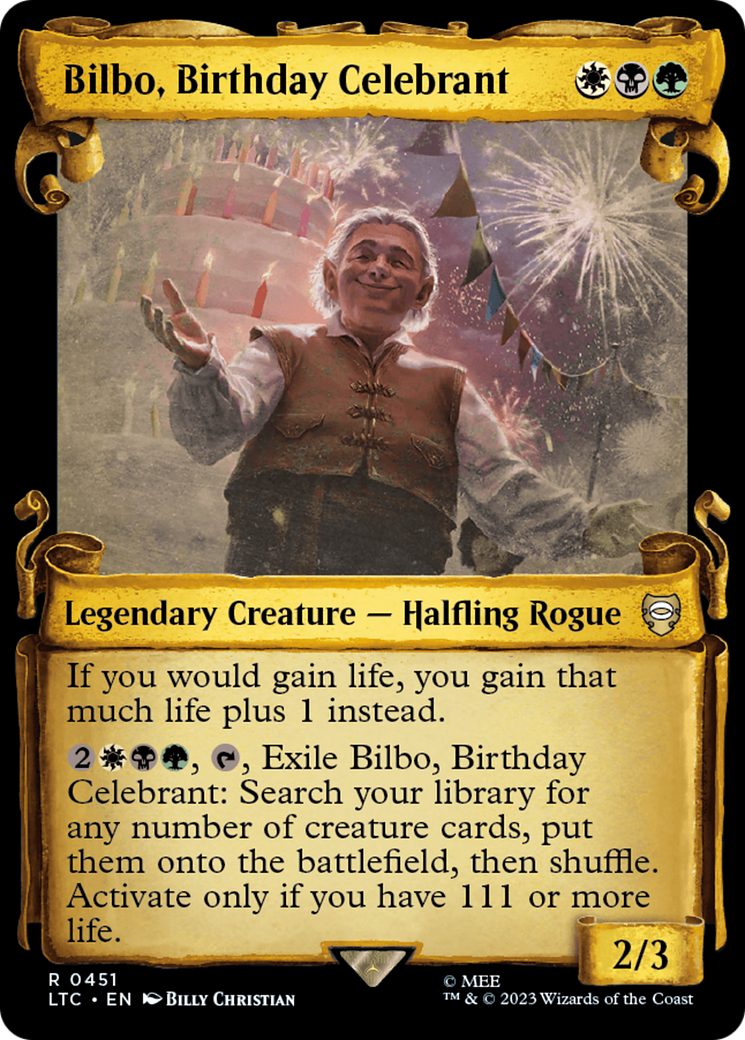 Bilbo, Birthday Celebrant [The Lord of the Rings: Tales of Middle-Earth Commander Showcase Scrolls] | North Valley Games