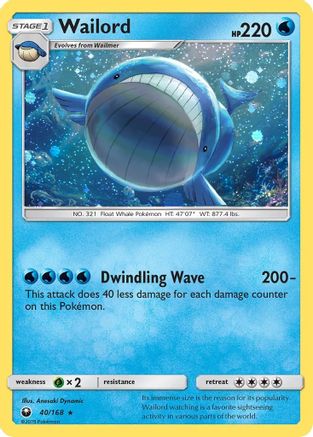 Wailord (40/168) (Cosmos Holo) [Sun & Moon: Celestial Storm] | North Valley Games