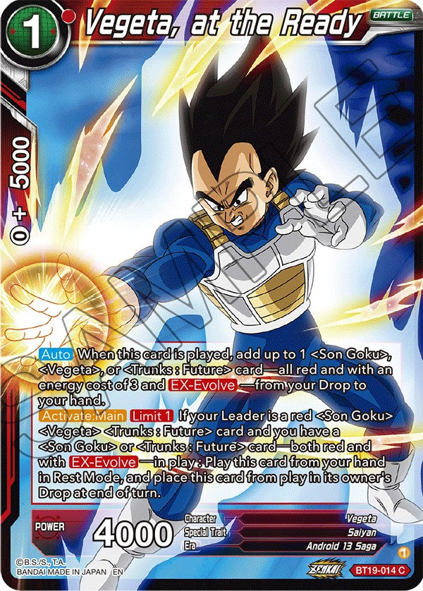Vegeta, at the Ready (BT19-014) [Fighter's Ambition] | North Valley Games