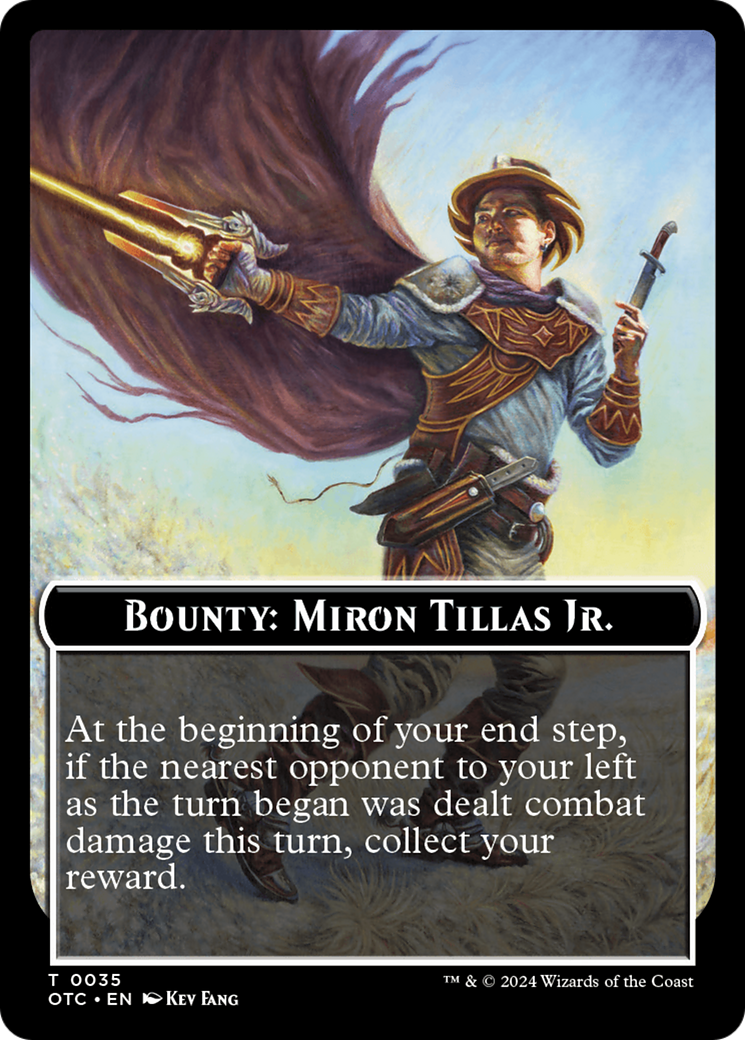 Bounty: Miron Tillas Jr. // Bounty Rules Double-Sided Token [Outlaws of Thunder Junction Commander Tokens] | North Valley Games