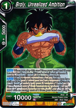 Broly, Unrealized Ambition (BT6-063) [Destroyer Kings] | North Valley Games