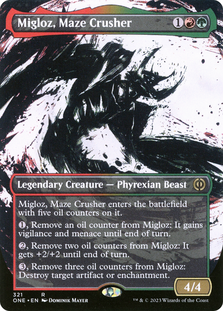 Migloz, Maze Crusher (Borderless Ichor) [Phyrexia: All Will Be One] | North Valley Games