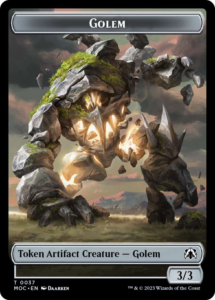 Golem // Blood Double-Sided Token [March of the Machine Commander Tokens] | North Valley Games