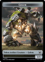Golem // Clue Double-Sided Token [March of the Machine Commander Tokens] | North Valley Games