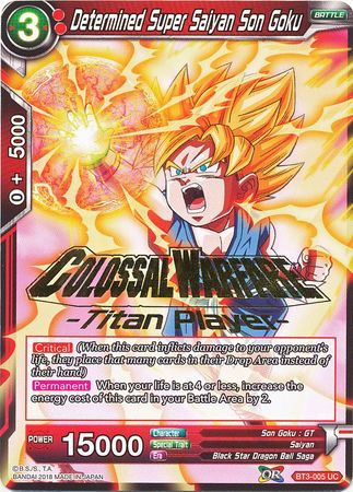 Determined Super Saiyan Son Goku (Titan Player Stamped) (BT3-005) [Cross Worlds] | North Valley Games