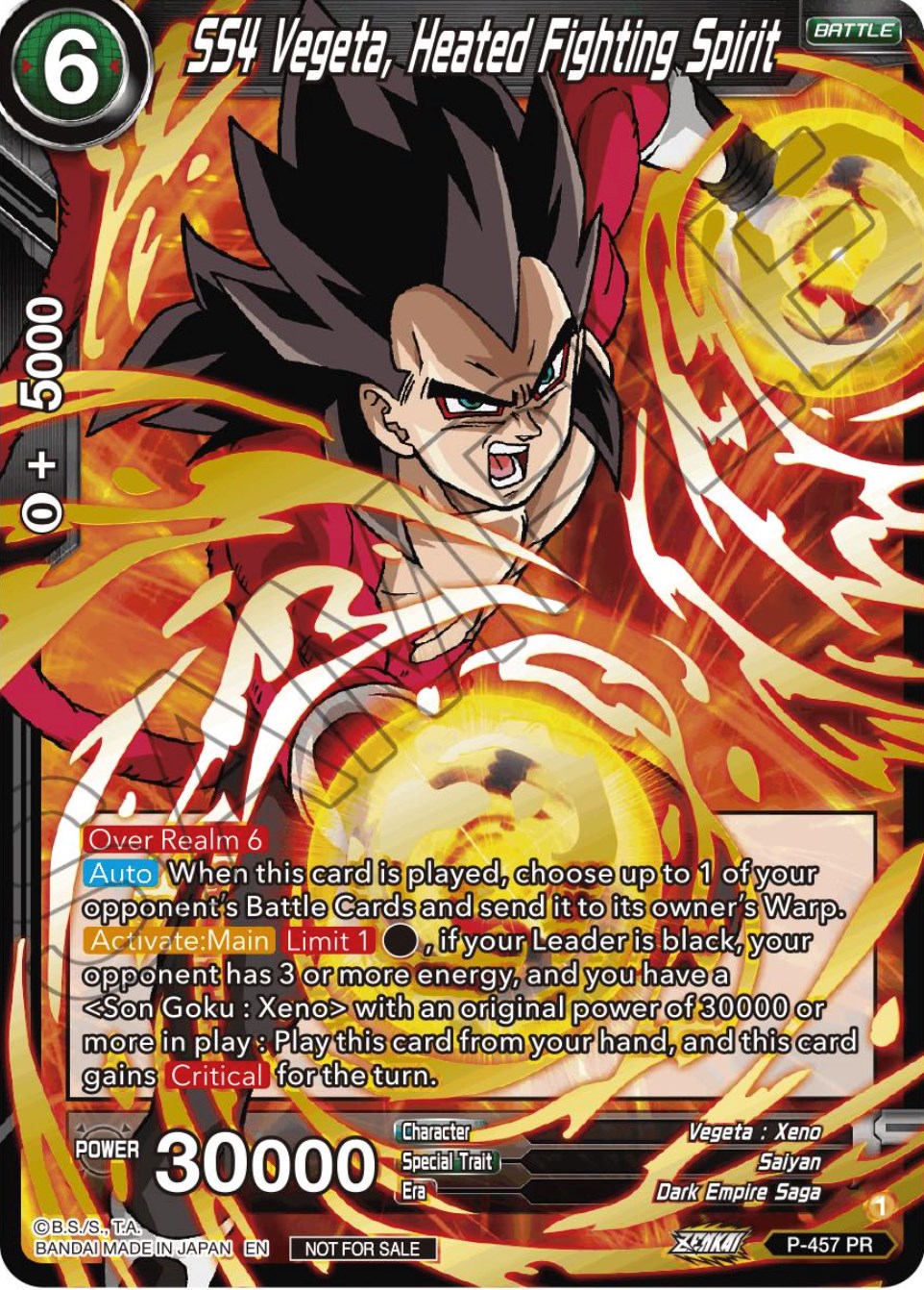 SS4 Vegeta, Heated Fighting Spirit (Championship Selection Pack 2023 Vol.1) (Holo) (P-457) [Tournament Promotion Cards] | North Valley Games