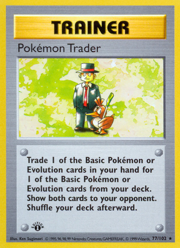 Pokemon Trader (77/102) (Shadowless) [Base Set 1st Edition] | North Valley Games