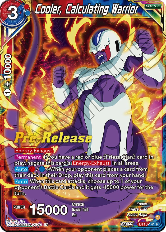 Cooler, Calculated Warrior (BT18-141) [Dawn of the Z-Legends Prerelease Promos] | North Valley Games