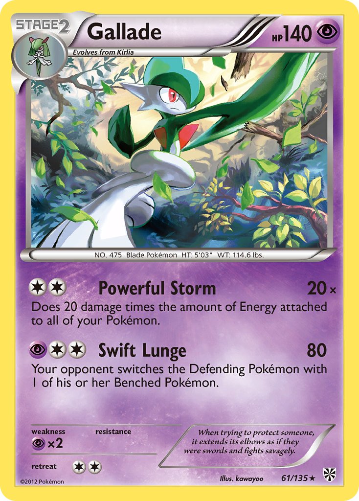 Gallade (61/135) (Cosmos Holo) (Blister Exclusive) [Black & White: Plasma Storm] | North Valley Games