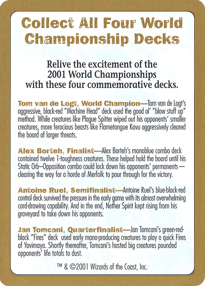 2001 World Championships Ad [World Championship Decks 2001] | North Valley Games