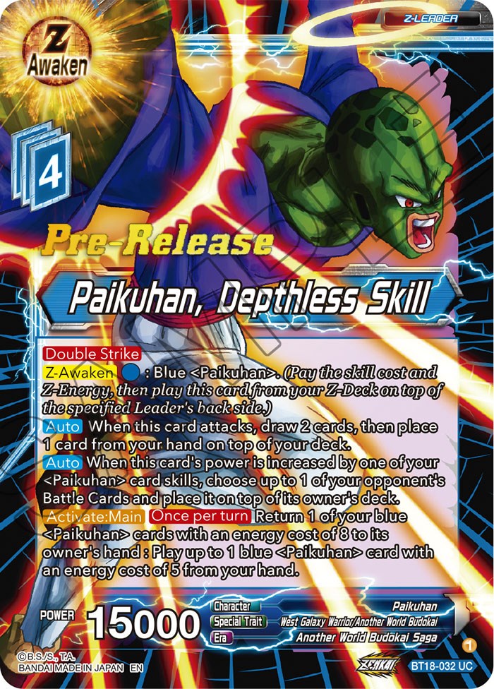 Paikuhan, Depthless Skill (BT18-032) [Dawn of the Z-Legends Prerelease Promos] | North Valley Games