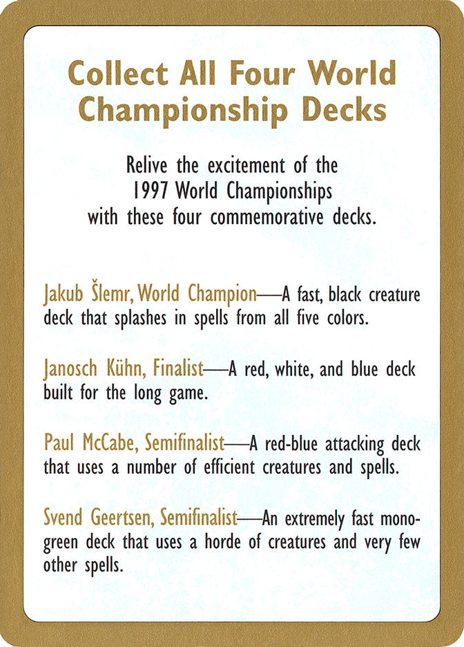 1997 World Championships Ad [World Championship Decks 1997] | North Valley Games