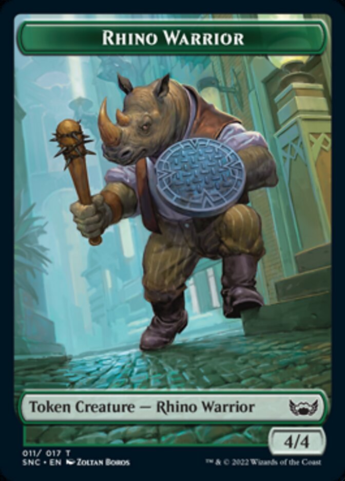 Cat // Rhino Warrior Double-Sided Token [Streets of New Capenna Tokens] | North Valley Games