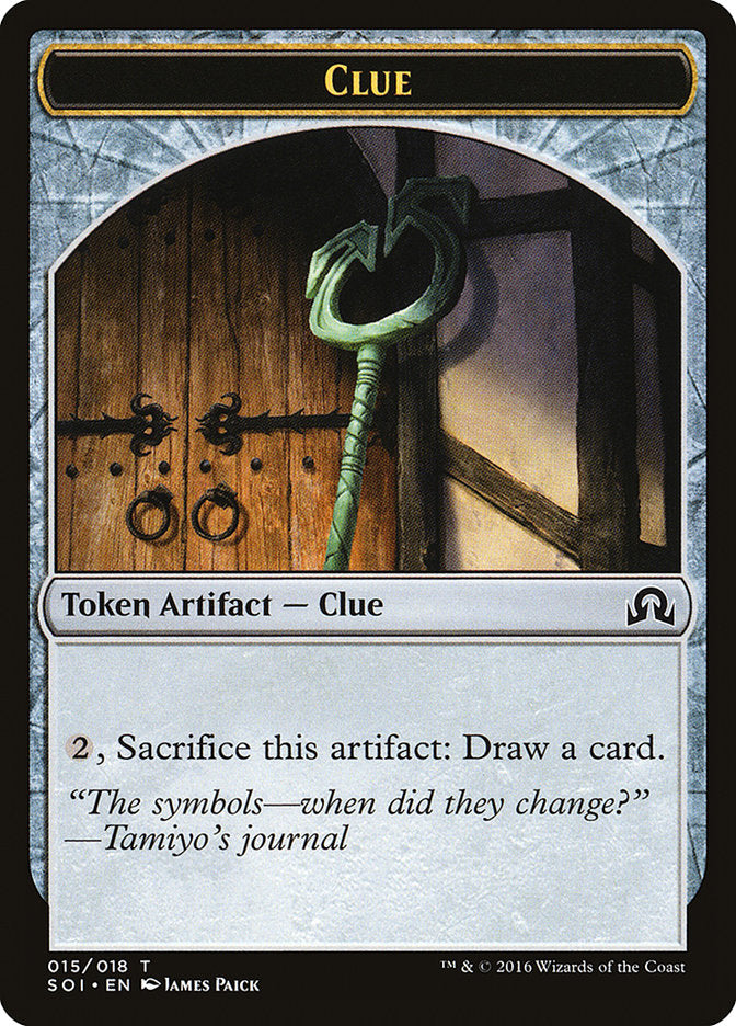 Clue Token (015/018) [Shadows over Innistrad Tokens] | North Valley Games