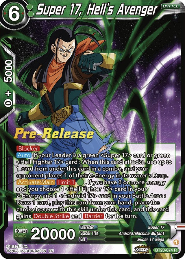 Super 17, Hell's Avenger (BT20-074) [Power Absorbed Prerelease Promos] | North Valley Games